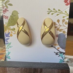 Gold and Cream Earrings